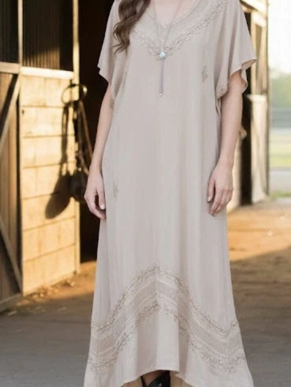 COLINE‎   LADIES EMBROIDERED DRESS CREAM/OFF WHITE